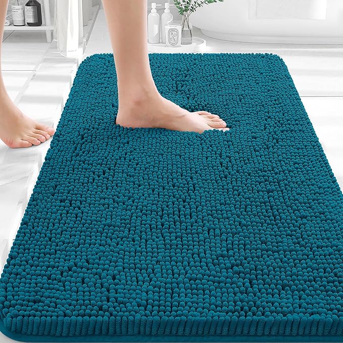 OLANLY Bathroom Rugs 30x18, Extra Soft Absorbent Chenille Bath Rugs, Rubber by OLANLY