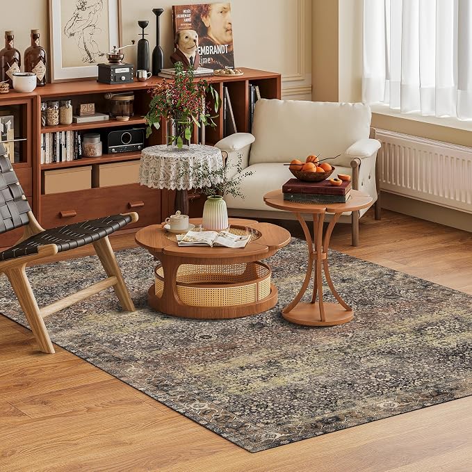 Washable Area Rug 8' x 10' Vintage Traditional Persian Mat - Image 2
