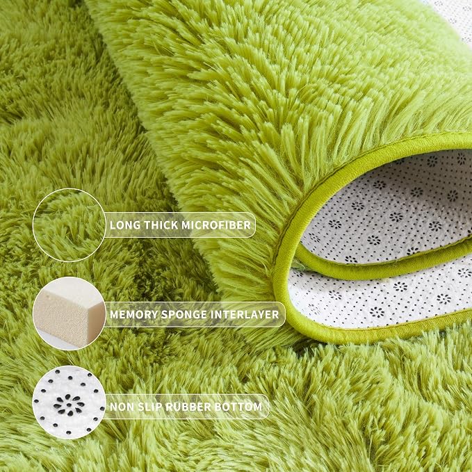 Tepook Fluffy Grass Green Rugs for Living Room Bedroom, 6x9 Soft Area Rug Moss - Image 5
