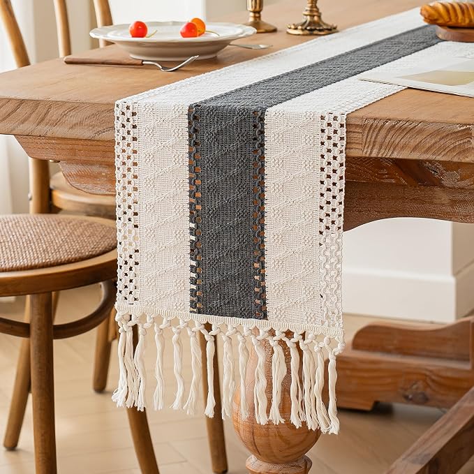Farmhouse Table Runner for Home Decor 12x36 Grey Fall Home Decor | 36 Inches - Image 5