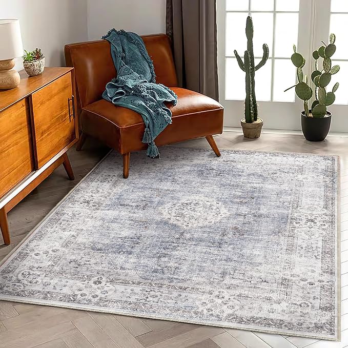 CHAMPLANT Area Rug 5'x7' Washable Rug Vintage Traditional Floor Cover Thin by CHAMPLANT
