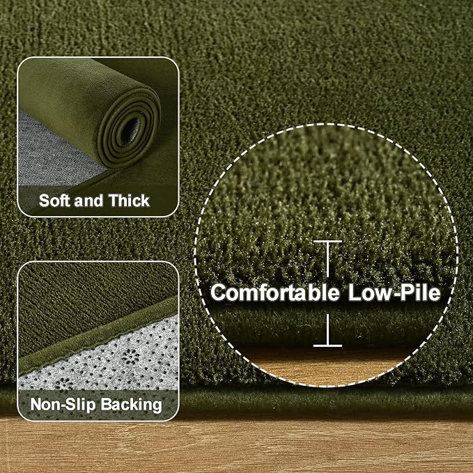 Amearea Large Modern Area Rugs for Bedroom Living Room, 8x10 Feet Olive Green - Image 3