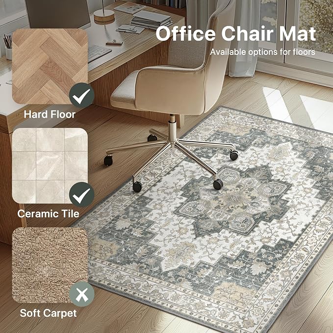48"x72" Office Chair Mat for Hardwood Tile Floor, Under Desk Carpet Protector - Image 3