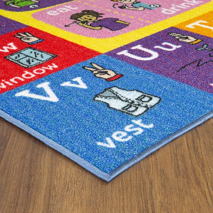 KC Cubs 5x7 ABC Alphabet ASL Sign Language Rug – Educational Non-Slip Carpet - Image 7