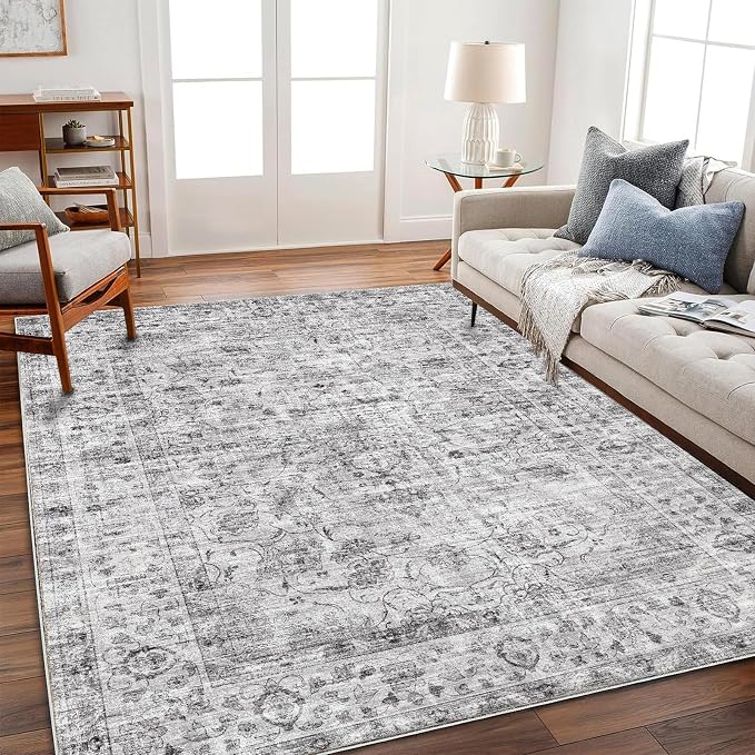 CHAMPLANT Washable Area Rug 8'x10' Retro Boho Design Non-Shedding Non-Slip Easy - Image 2