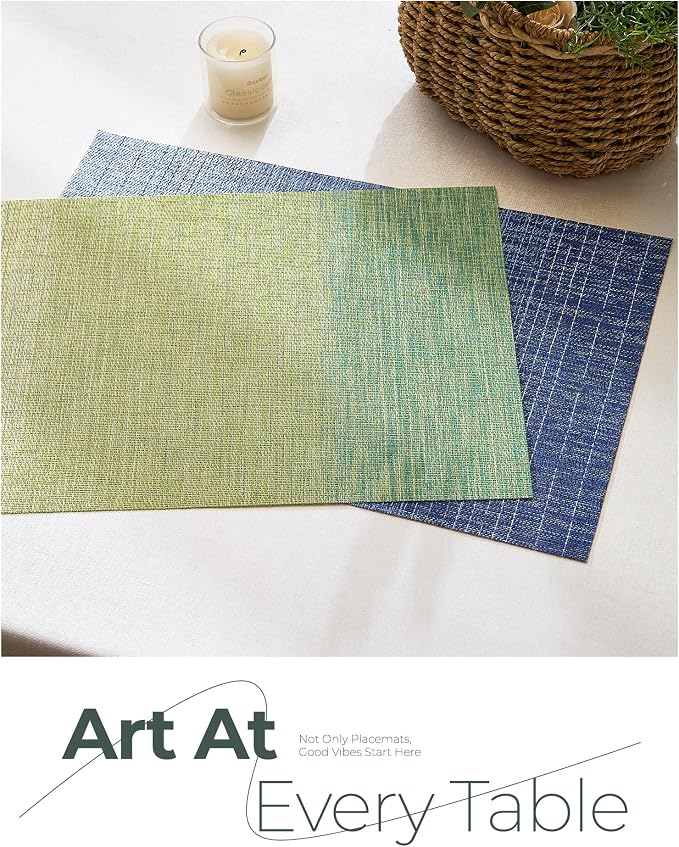 Leetaltree Gradient Green Woven Placemats Set of 8 - Image 8