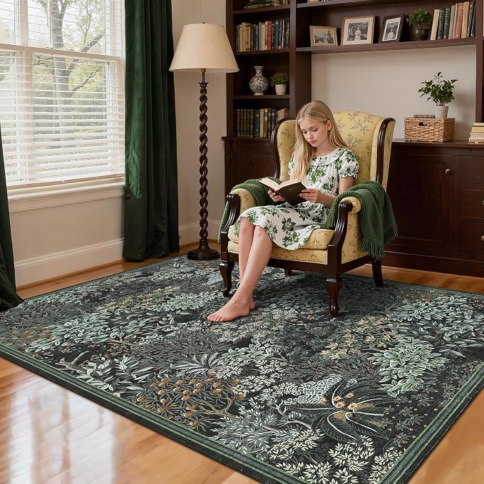 GarveeHome Forest Rugs 6x9, Botanical Low Pile Non Slip Stain Resistance - Image 8