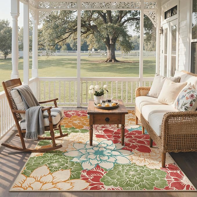 GENIMO Indoor Outdoor Area Rug 6'x9', Machine Washable Rugs - Image 6