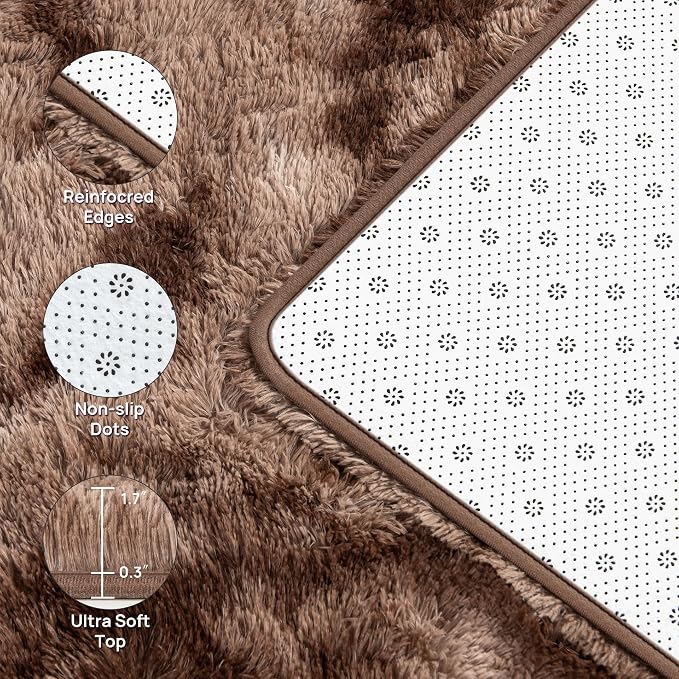Deerhoo Shag Area Rug, 4 X 6 Tie-Dyed Plush Fuzzy Rugs - Image 4