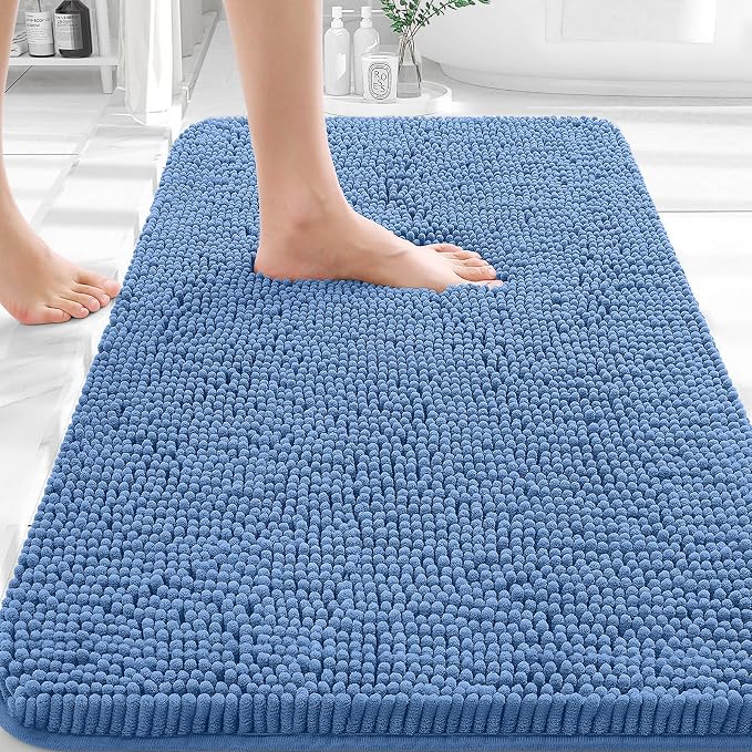 OLANLY Bathroom Rugs 30x18, Extra Soft Absorbent Chenille Bath Rugs, Rubber by OLANLY