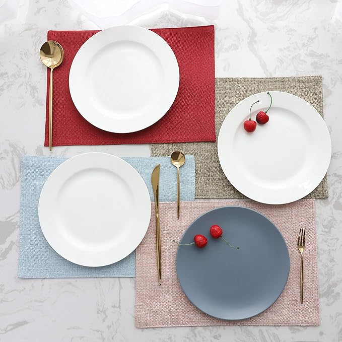 Home Brilliant Linen Placemats Set of 4 Heat Resistant Dining Table Cloth Place - Image 2