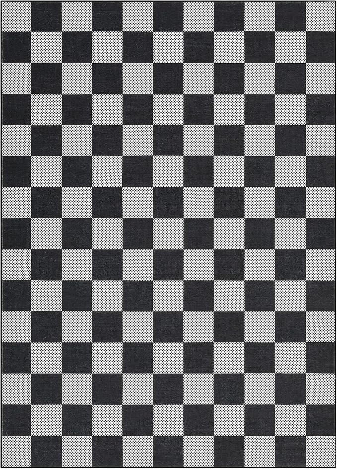 GarveeHome Checkered Dark 3x5 Washable Rug Geometric Diamond Dot Modern Soft - Image 4