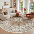 Madane Washable 9ft Circle Round Rug, 9x9 Circular Rugs Non-Slip Vintage Area by Madane