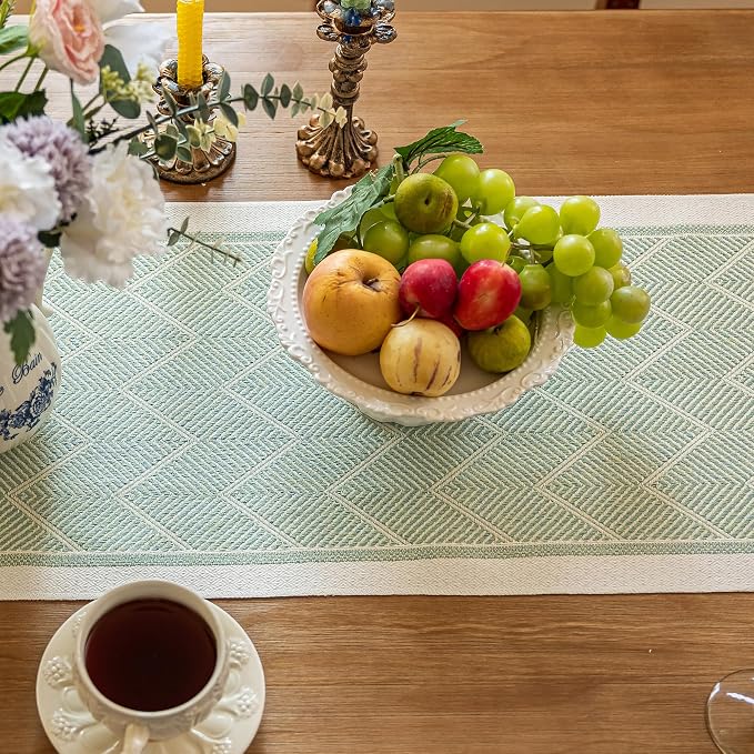 14x95 Geometric Table Runner Waterproof Boho Dresser Scarf Tassels | Hosting a - Image 5