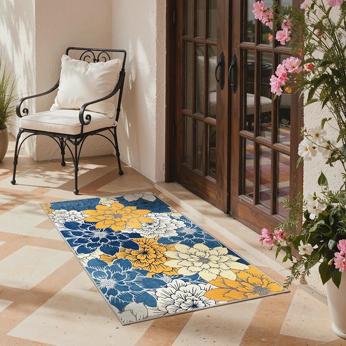 GENIMO Indoor Outdoor Area Rug for Entryway, Machine Washable, Waterproof - Image 2