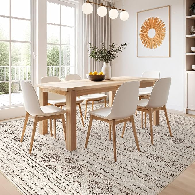 Nakagishi 9x12 Area Rugs Living Room: Washable Boho Large Neutral Soft - Image 6