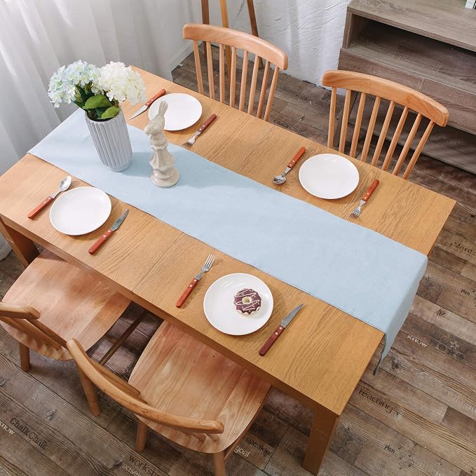Soft Caddice Faux Linen 2 Side Table Runner, eco-Friendly Fabric Handcrafted - Image 7