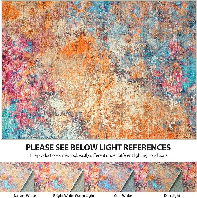 10x14 Area Rugs for Living Room Rug Washable: Abstract Large Rug Indoor Modern - Image 6