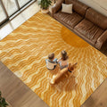 Washable 5x7 Sun Area Rug for Living Room, Retro Brown Sun Modern Boho Large by GOGINNY