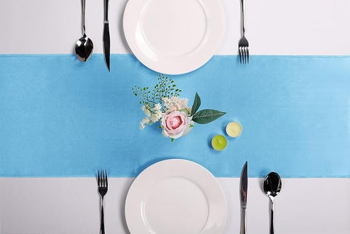 10-Pack Satin Table Runner Blue 12 x 108 inches Long, Table Runners - Image 2