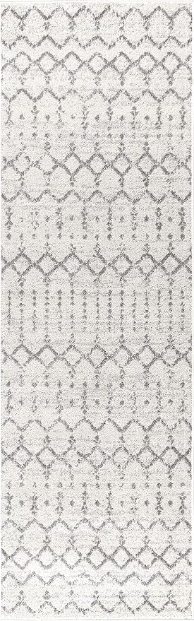 JONATHAN Y Boho Vintage Diamond Cream/Gray Runner Rug 2X20 ft, Moroccan Hype - Image 2