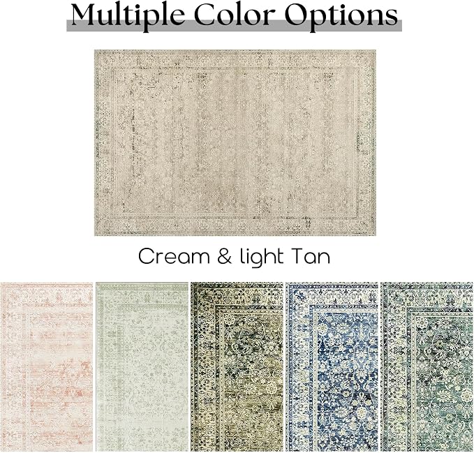Neutral Farmhouse Hallway Rug Runner 2x6 Washable Non Slip Rubber Backing - Image 7