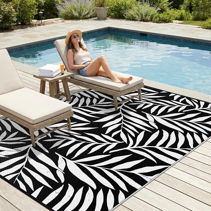 Smiry Outdoor Rug 8x10 ft, Waterproof Reversible Plastic Straw Rugs, Outdoor - Image 3