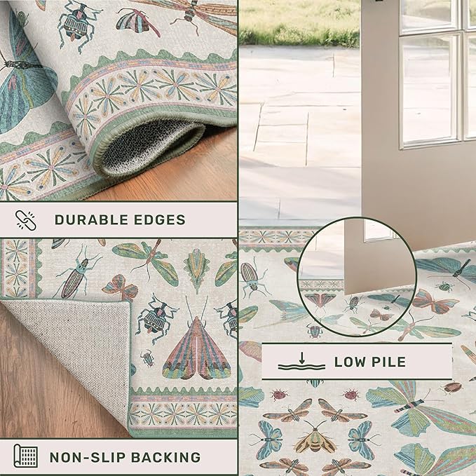 7x9 Green Butterfly Rugs for Kids Bedroom - Image 5