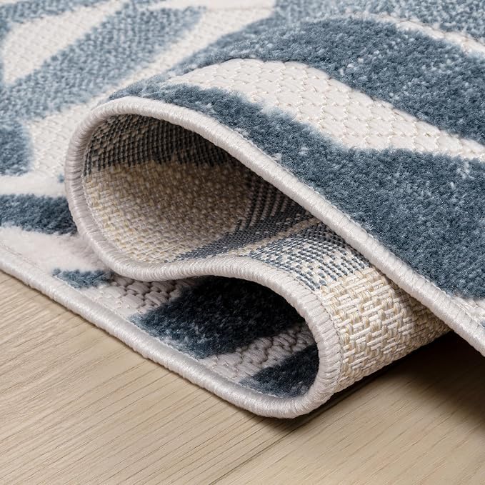 JONATHAN Y Tropics Palm Leaves Indoor Outdoor Area Rug 8X10 Cream/Dark Blue - Image 4
