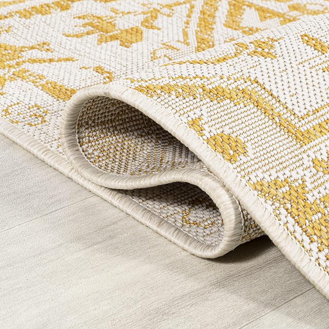 JONATHAN Y Boho Medallion Indoor Outdoor Area Rug 3X5 Cream/Yellow, Estrella - Image 6