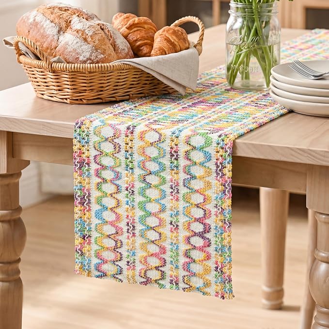 Artoid Mode Colorful Woven Farmhouse Hollow Table Runner 12x90 Inch | Holiday by ArtoidMode