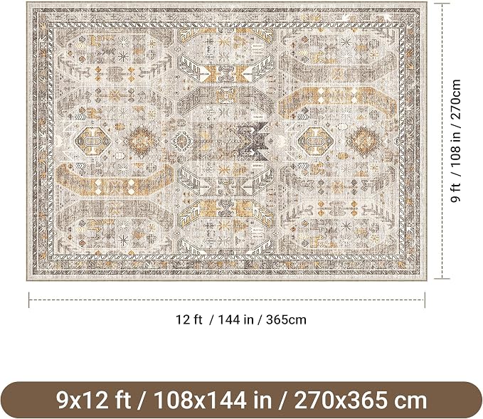 befbee 9x12 Area Rug, Ultra-Thin Washable Rugs - Image 2