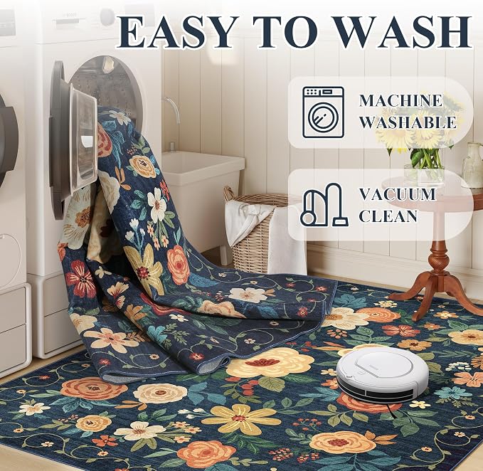 DUKINO 8x10 Area Rug, Floral Rugs - Image 8