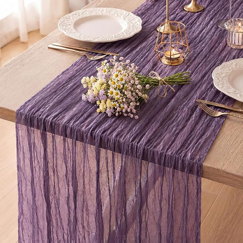 1 Pack Dusty Purple Cheesecloth Table Runner 120 Inch Boho Wedding Decor | by Fixwal