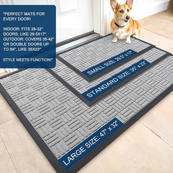 OLANLY Front Door Mat Outside Entrance 59x23, Heavy Duty Sturdy Natural Rubber - Image 2