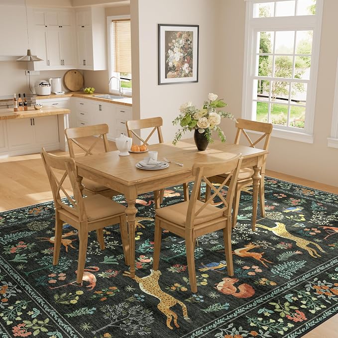 DUKINO 9x12 Rug, Washable Animal Living Room Rug - Image 7