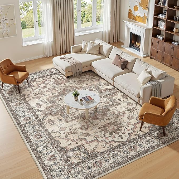 5x7 Area Rugs Living Room: Washable Vintage Rug Large Non-Slip Stain Resistant - Image 4
