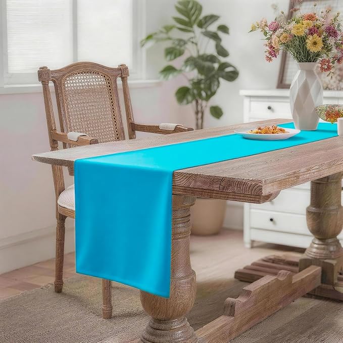 MEANMOY Teal Table Runner 72 Inches Long Waterproof Table Runners | Washable - Image 2