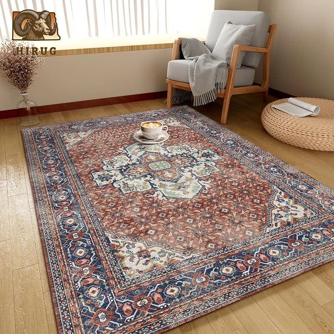 Washable Area Rug 4' x 6' Vintage Traditional Persian Mat - Image 4
