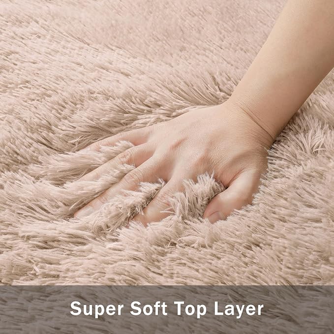5x8 Area Rug for Living Room:Ultra Soft Fluffy Shag Beige Rugs, Large Fuzzy - Image 7