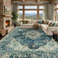 RELEANY Area Rugs Large 10'x14' Washable Non-Slip, Floral Vintage Distress by RELEANY