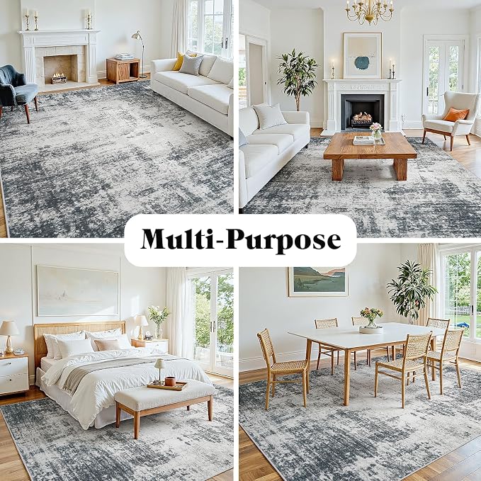 Area Rug 10x14 Living Room Rug Washable: No-Slip Abstract Soft Thin Large Deep - Image 8