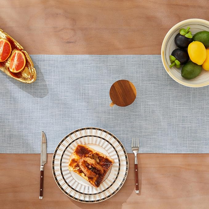 Rustic Cotton Linen Table Runner, 13x72 Inches Blue | Farmhouse Style Linen - Image 5