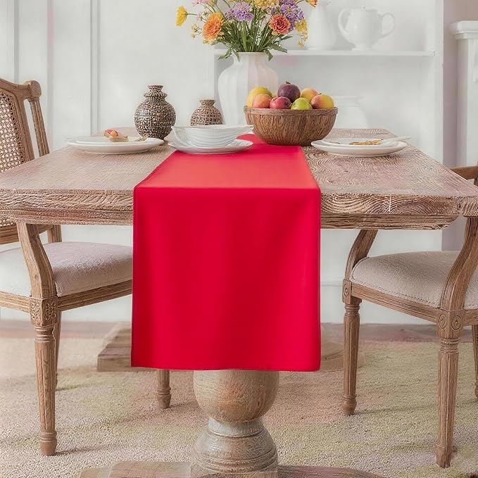 MEANMOY Red Table Runner 90 Inches Long Waterproof Washable Table Runners | by MEANMOY