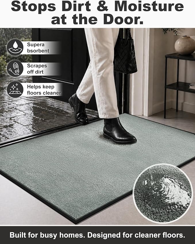 Mibao Front Door Mat Indoor Entrance, Dirt Trapper Welcome Mat - Image 2