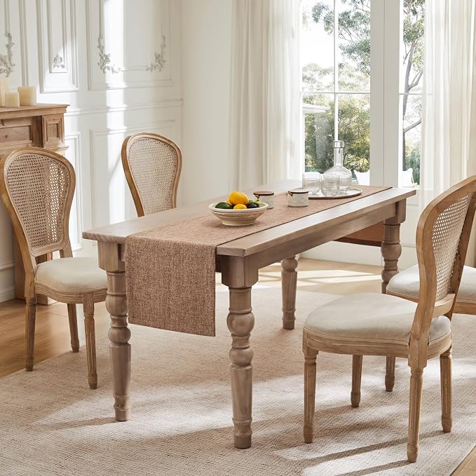Burlap Style Farmhouse Table Runner, 14x72 Inches Brown | Thick Durable Fabric - Image 3
