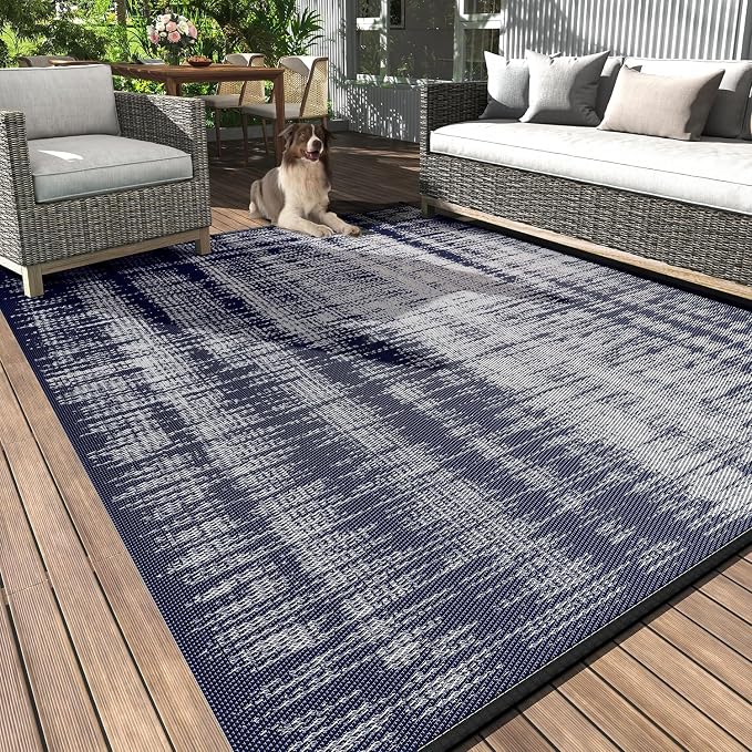 MontVoo Outdoor Rug Waterproof 9x18ft Outdoor Patio Rug Mat Reversible Plastic by MontVoo