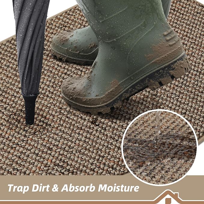 BEQHAUSE Dirt Trapper Door Mat 36" x 60" Half Circle Non Slip Washable Doormats - Image 4