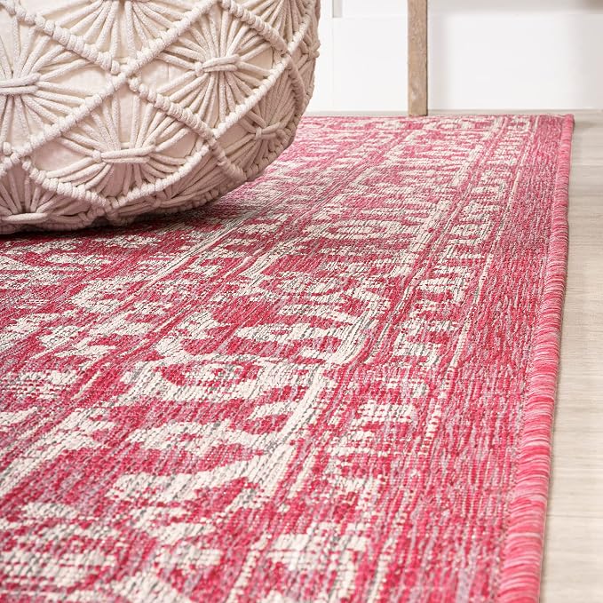 JONATHAN Y Boho Medallion Indoor Outdoor Runner Rug 2X10 Fuchsia/Light Gray - Image 6