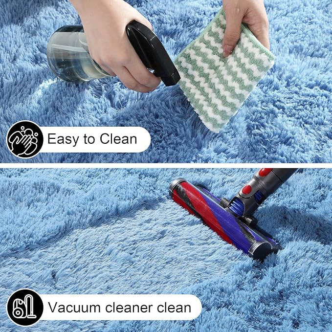 6x9 Area Rugs for Living Room, Large Fluffy Blue Rugs for Bedroom, Fuzzy Shag - Image 3